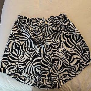Black and white palm shorts from Anthropologie